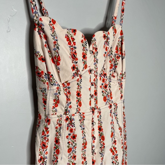 Anthropologie Sweetheart Scallop Midi Sheath Dress Button Floral Stripe NWT 14 - Picture 7 of 12